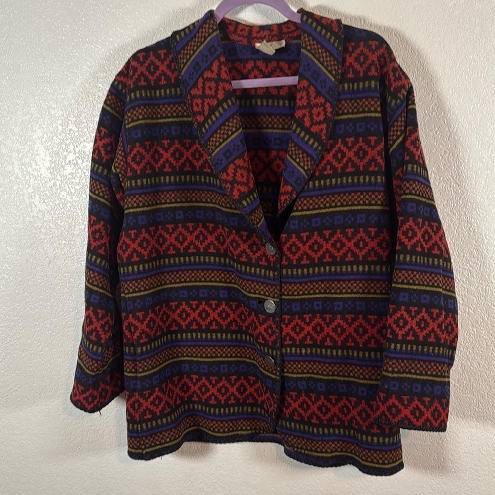 Nanook Southwestern Wool Oversized Blazer Elk Buttons Size Medium